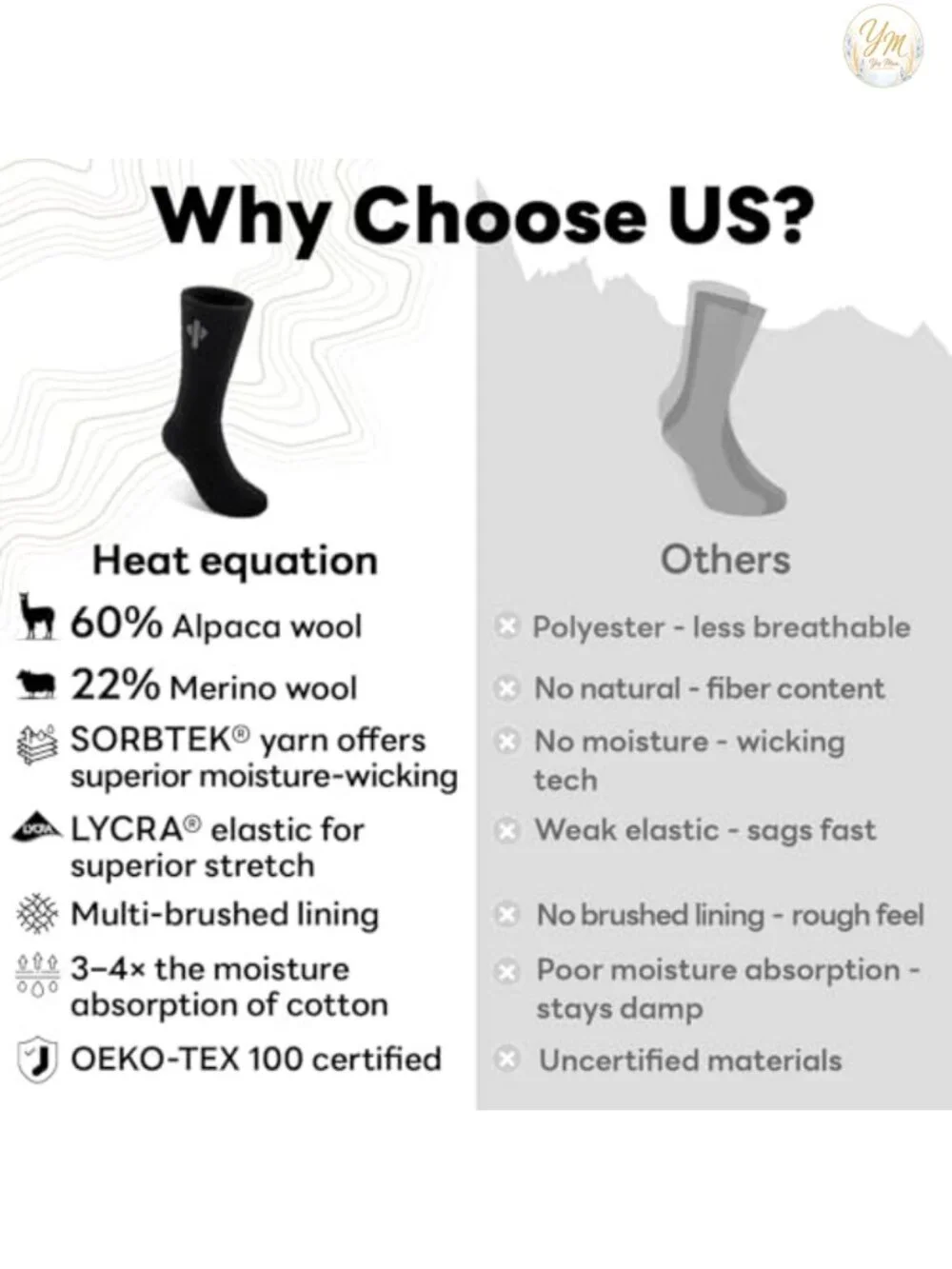 Heavyweight Thermal Alpaca Wool Boot Socks for Men Women Hiking Hunting